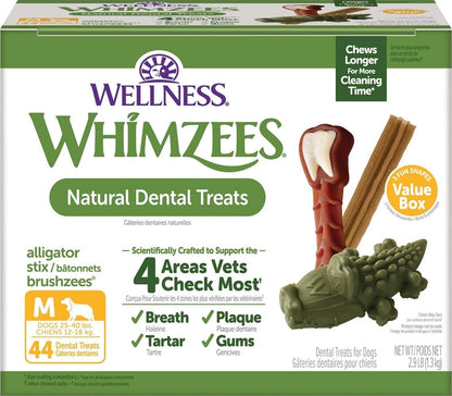 Wellness WHIMZEES Value Pack Natural Dog Dental Treat, Chews, Freshens Breath, Large Size, 50.9 oz Box, 24 Count