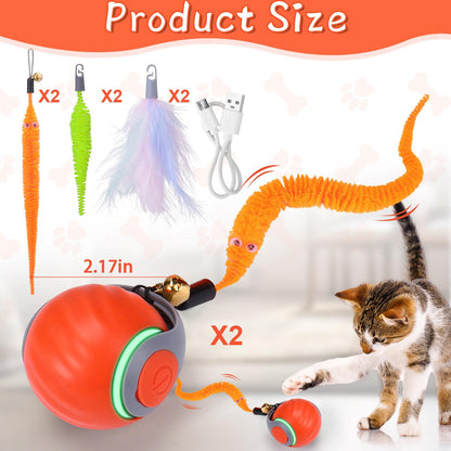 BABORUI Interactive Cat Toy Ball - Automatic Interactive Cat Toys for Indoor Cats with 3 Tails, 2 Speeds Rechargeable Cat Enrichment Toys for Small/Medium/Large Cats to Keep Them Busy(Blue)