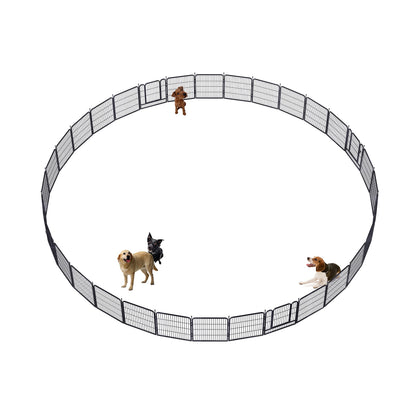 Dog Playpen,32/40/45 Inch Height in Heavy Duty, Folding Indoor Outdoor Anti-Rust Dog Exercise Fence, Portable Pet Playpen with Door for Large Medium Small Dogs and Pet (16 Panels, 32 Inch) Silver