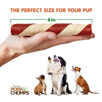 Pork Chomps Baked Pork Skin Dog Chews, 6 in Twists, Assorted Flavors, 24 Ct
