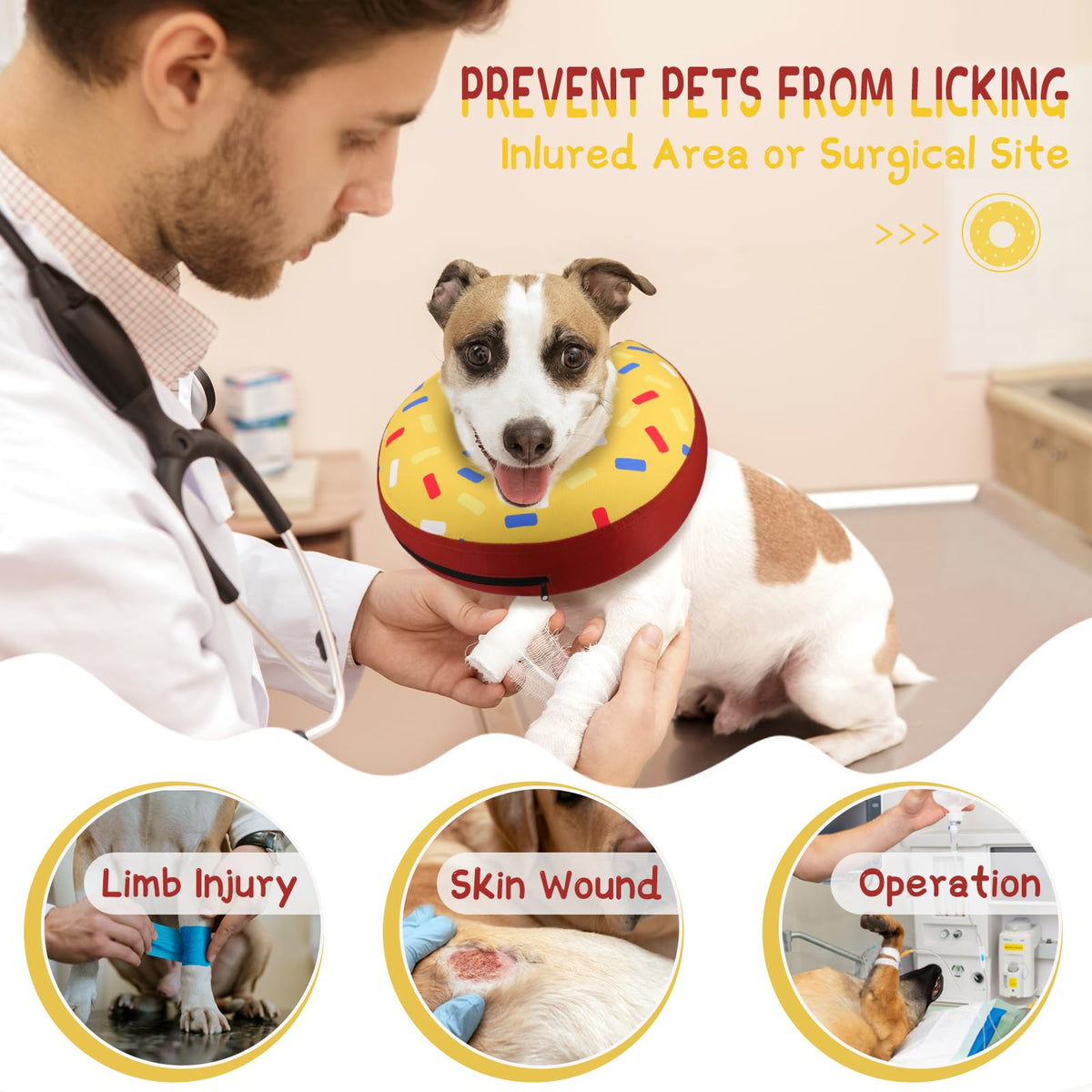 Supet Inflatable Dog Cone Collar for Small Dogs Puppies Cats, Soft Dog Cone Alternative After Surgery for Puppies Cats to Stop Licking