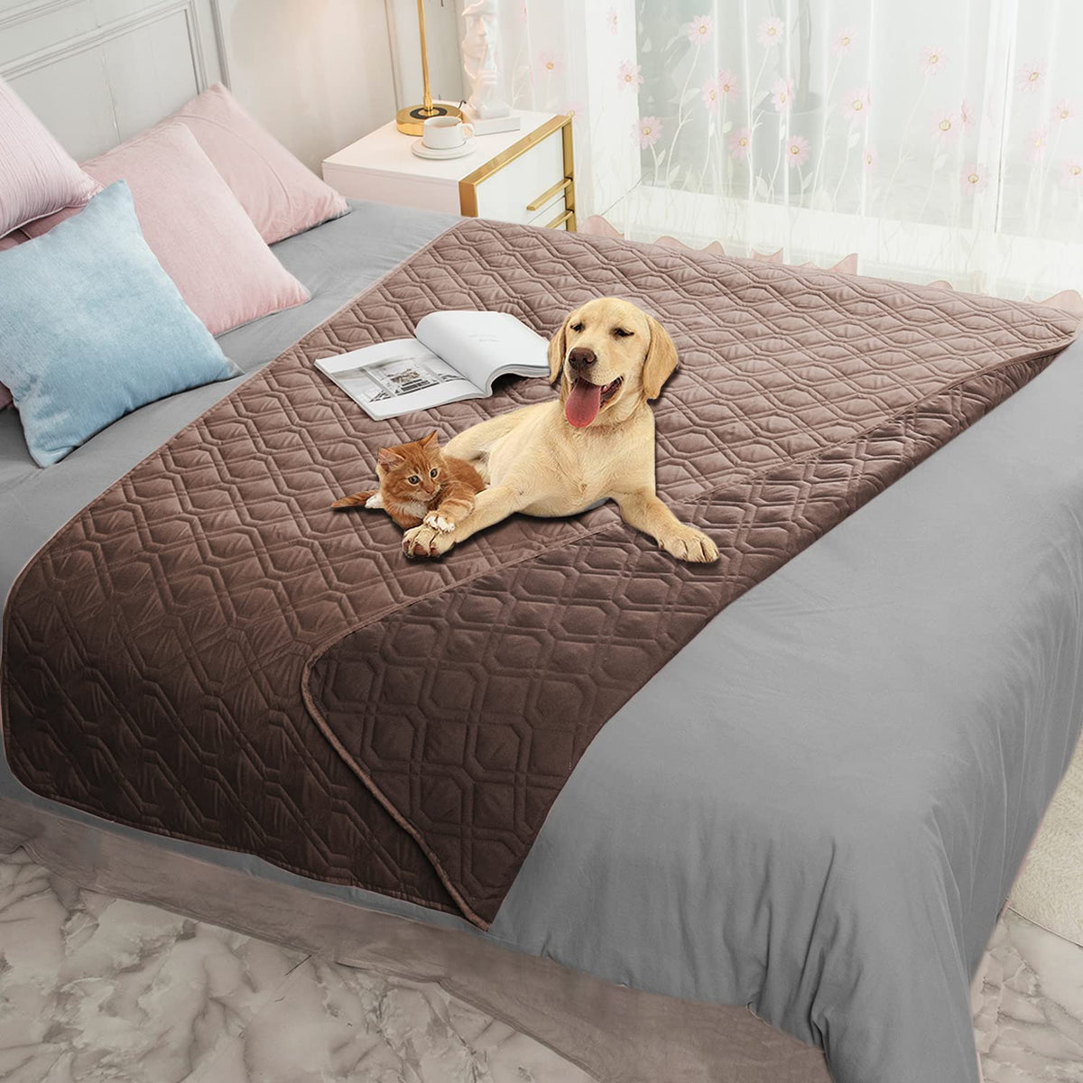 Ameritex Waterproof Dog Bed Blankets Cover for Bed Couch Sofa Reversible
