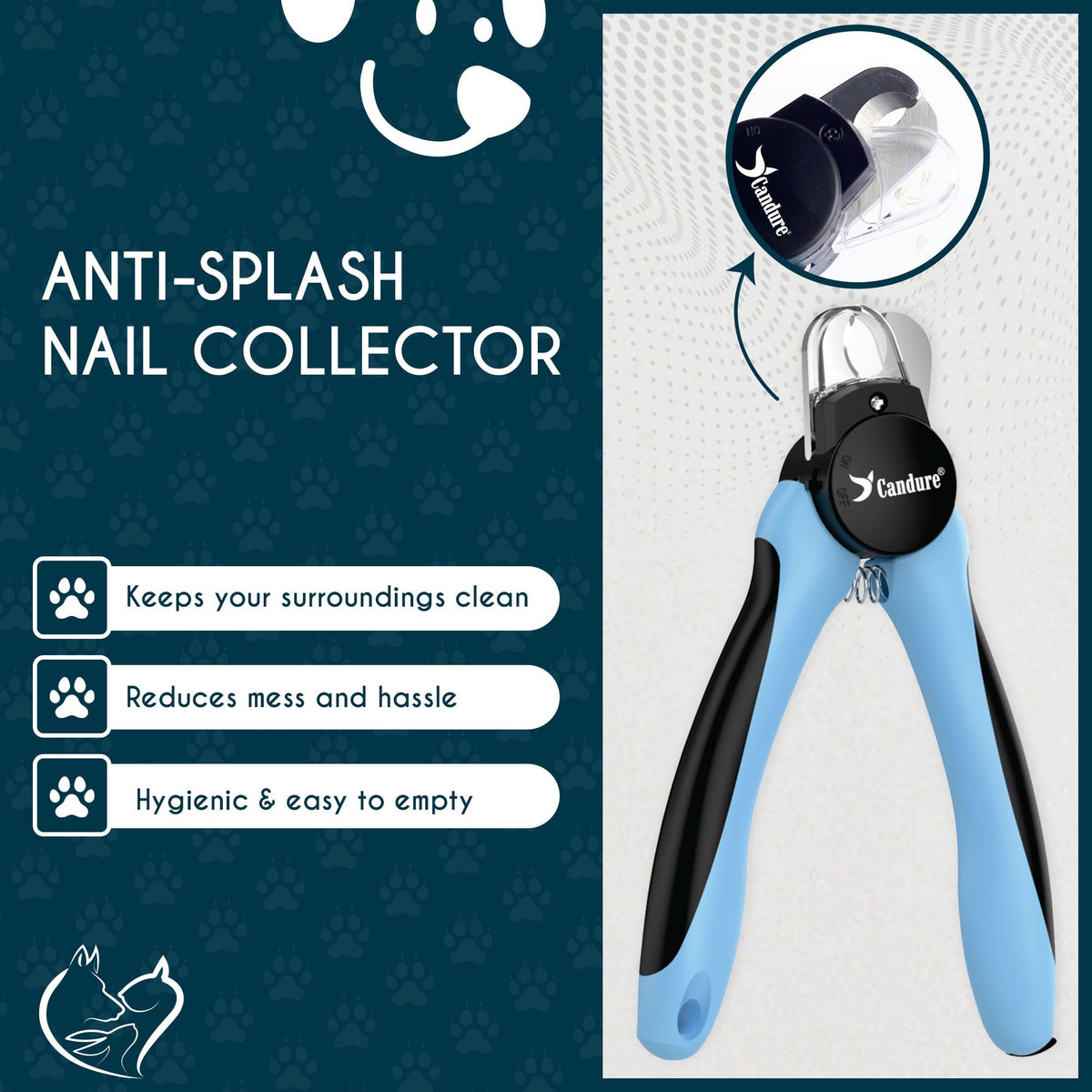 Candure Cat Nail Clippers for Indoor Cats, Rabbits, Hamsters, Birds with Precise Angled Edges to Ensure Easy & Safe Trimming Stainless Steel Cat Nail Trimmer for At-Home Cat Grooming
