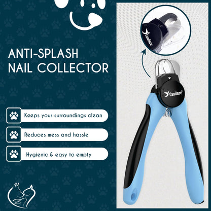 Candure Cat Nail Clippers for Indoor Cats, Rabbits, Hamsters, Birds with Precise Angled Edges to Ensure Easy & Safe Trimming Stainless Steel Cat Nail Trimmer for At-Home Cat Grooming