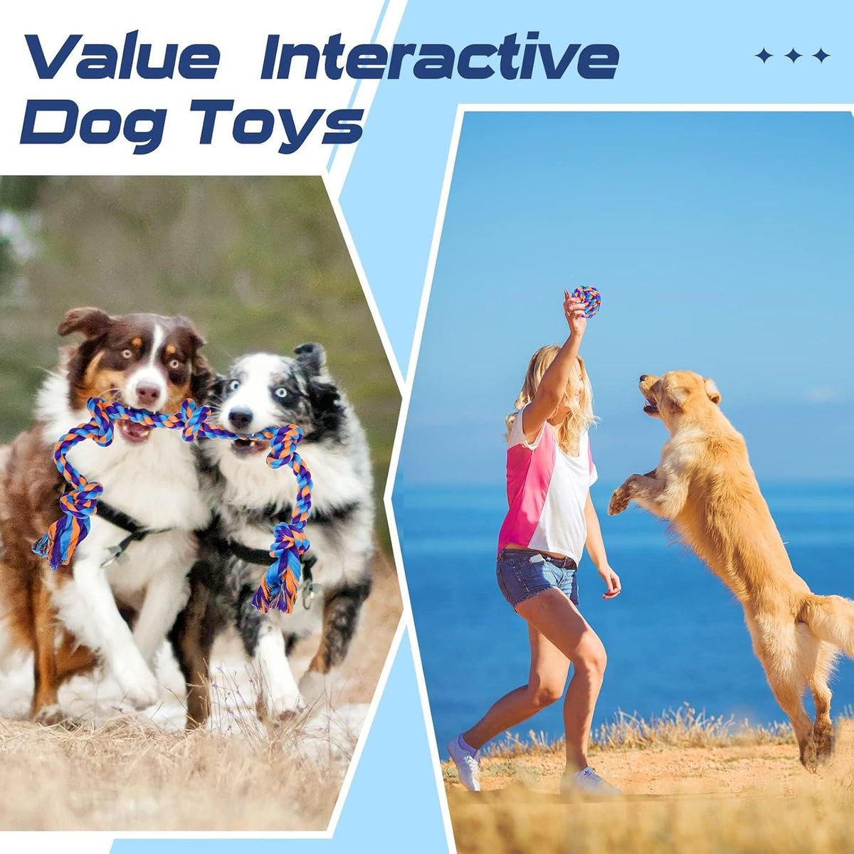 SHARLOVY Large Tough Chew Toys for Aggressive Chewers, 9 Pack Dog Rope Toys