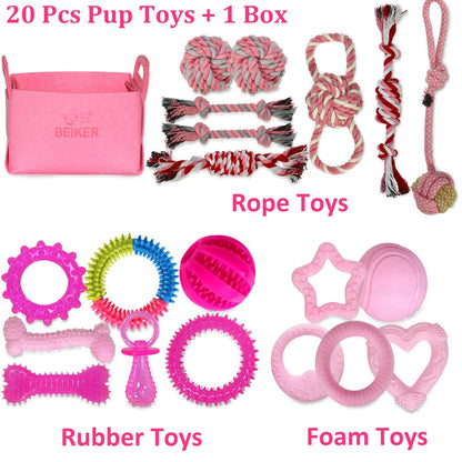 Beiker 20 Pack Puppy Chew Toys, Dog Teething Toys for Puppies Small Dogs