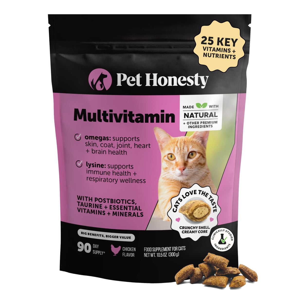 Pet Honesty Vet Backed Cat Multivitamin Lickable Puree, Salmon, 40 Ct