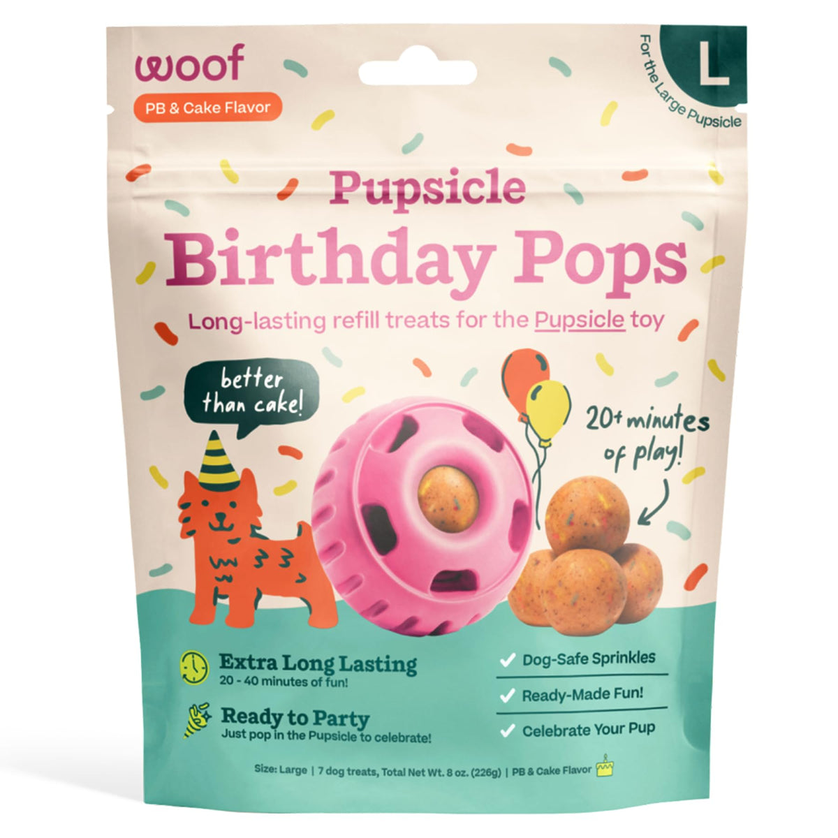 WOOF Pupsicle Peanut Butter & Beef Refill Pops Dog Treats, Large, 7 Count