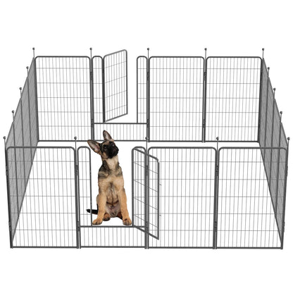 Dog Playpen,32/40/45 Inch Height in Heavy Duty, Folding Indoor Outdoor Anti-Rust Dog Exercise Fence, Portable Pet Playpen with Door for Large Medium Small Dogs and Pet (16 Panels, 32 Inch) Silver