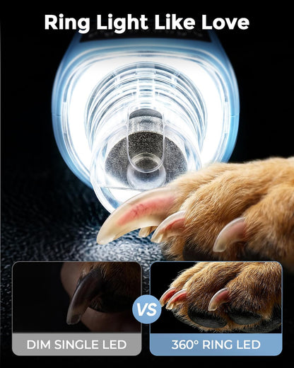 CATPICK 7-Speed Quiet Dog & Cat Nail Grinder with 360° LED for Thick Nails