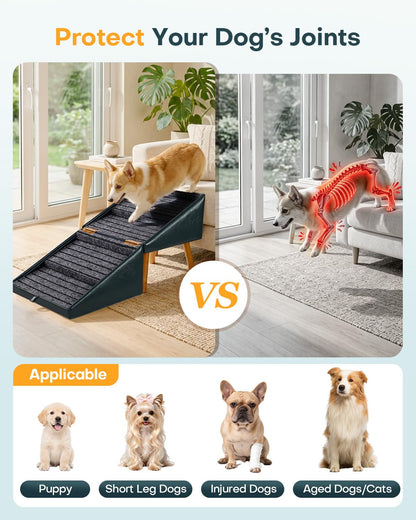 Dog Stairs for Small Dogs Faux Leather Foldable Pet Ramp and Ottoman