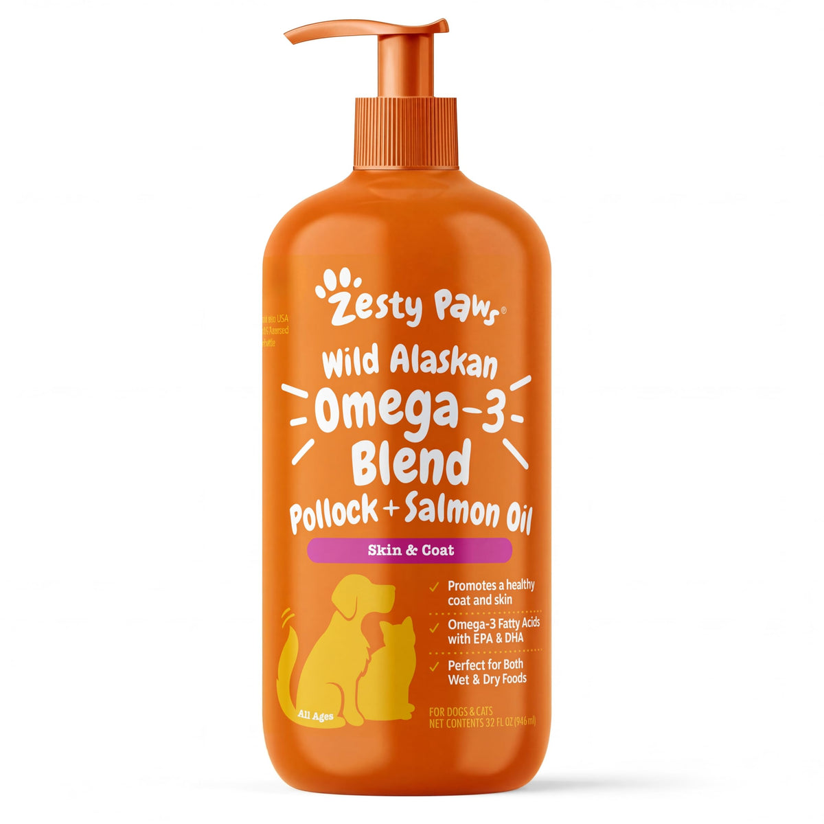 Zesty Paws Salmon Oil for Dogs & Cats - Omega 3 for Dogs 8.5oz