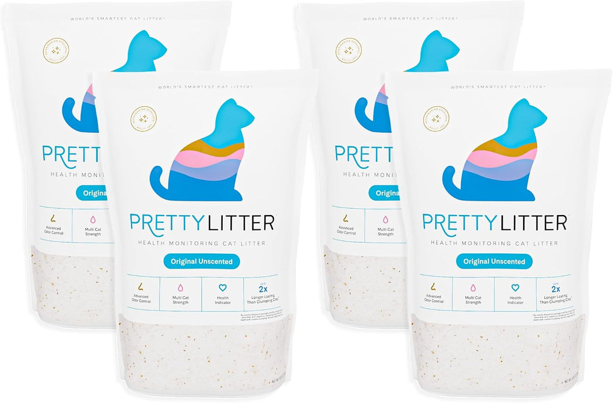 PrettyLitter Health Monitoring Cat Litter, Unscented, 4-Pack, 6 lb. Bags