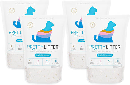 PrettyLitter Health Monitoring Cat Litter, Unscented, 4-Pack, 6 lb. Bags