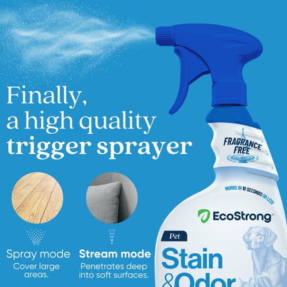 Eco Strong Pet Stain and Odor Remover - Pet Odor Eliminator, Urine Destroyer for Dogs, Pet Urine Enzyme Cleaner | Santel Woods - 128 oz