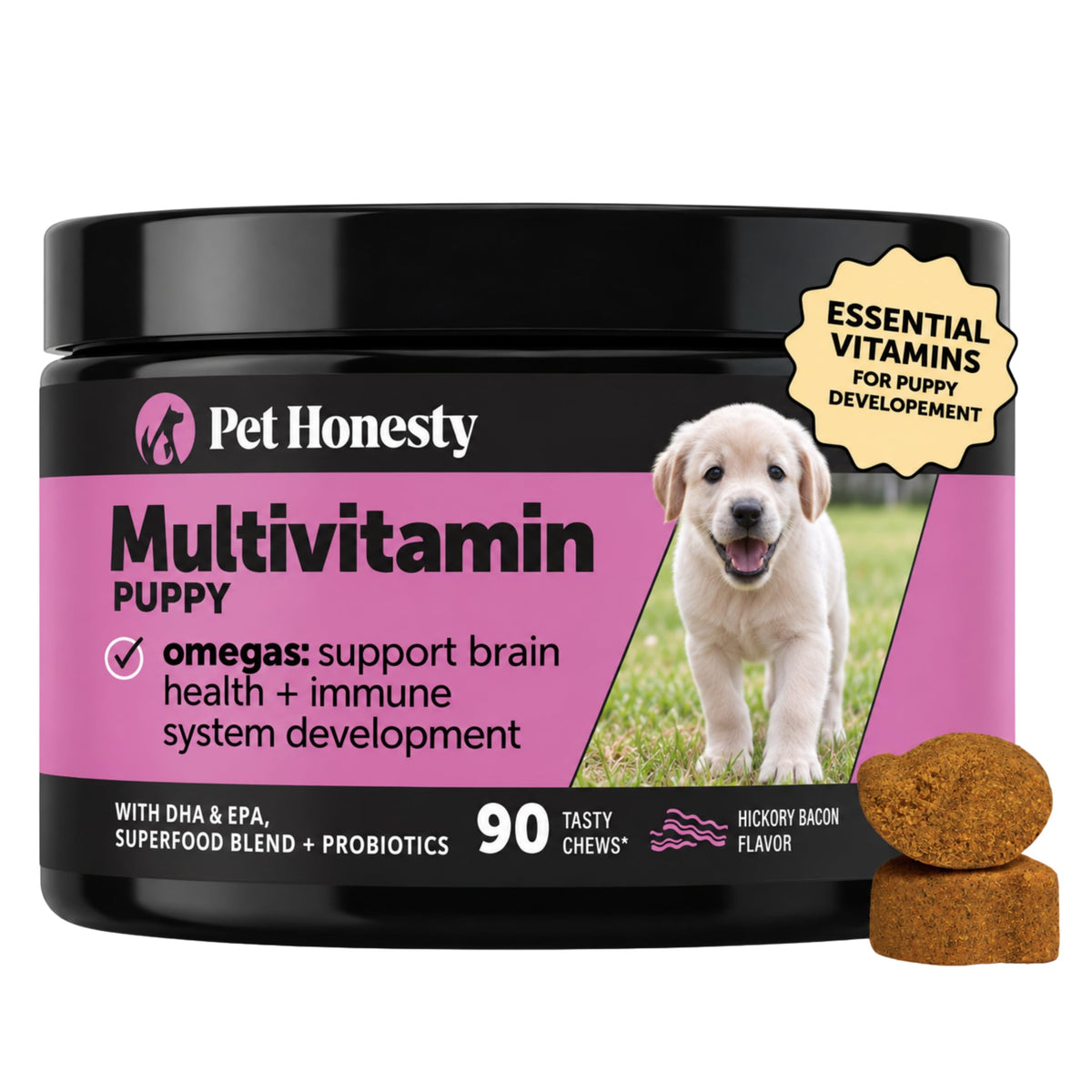 10-in-1 Dog Multivitamin Supplement with Glucosamine & Probiotics - Hip & Joint Support, Digestive Health, Immune Support, Heart & Skin - All-in-One Daily Vitamins & Omega-3s (Peanut Butter, 90 ct)