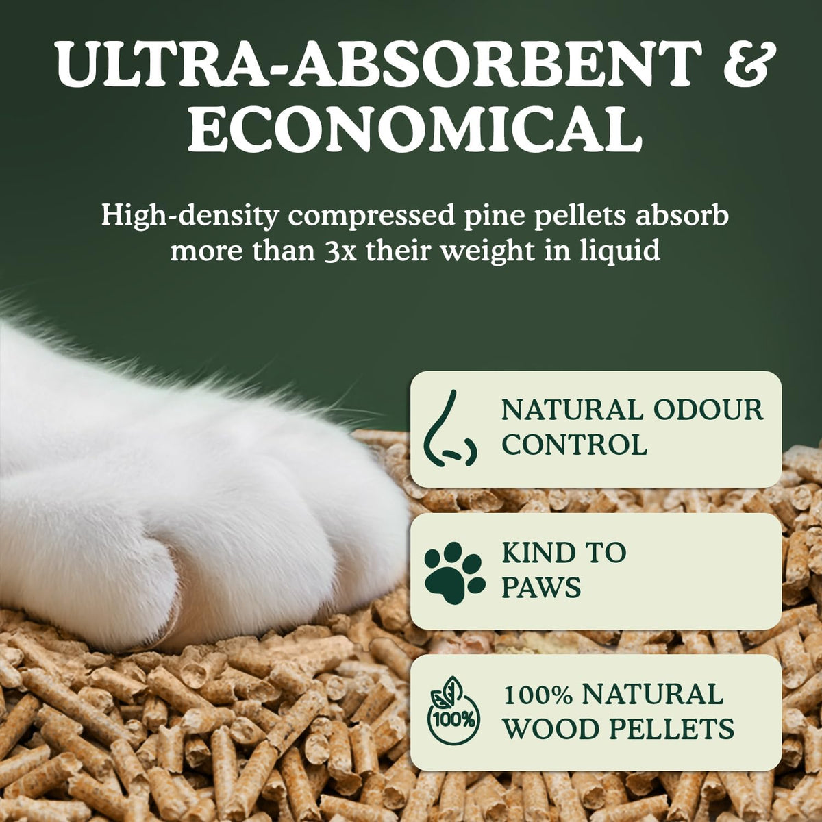 Grove by Ecoblaze 30L Pine Cat Litter Wood Pellets | Natural, Eco-Friendly & Biodegradable | Superior Odour Control | 99% Dust Free & Highly Absorbent