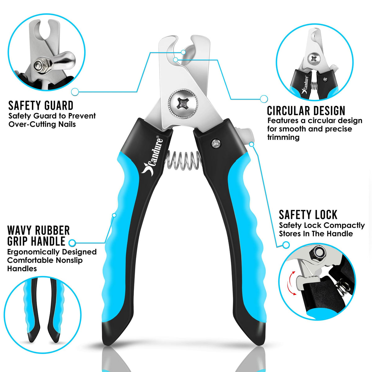 Candure Cat Nail Clippers for Indoor Cats, Rabbits, Hamsters, Birds with Precise Angled Edges to Ensure Easy & Safe Trimming Stainless Steel Cat Nail Trimmer for At-Home Cat Grooming