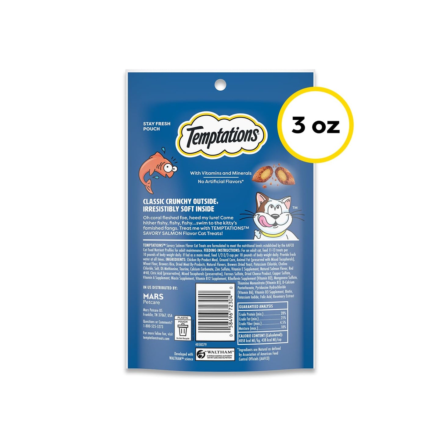 Temptations Classic Crunchy and Soft Cat Treats, Savory Salmon, 30 oz
