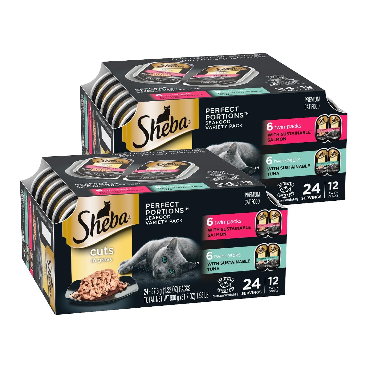 Sheba Perfect Portions Cuts Wet Cat Food, Multipack, 2.6 oz, 24 ct