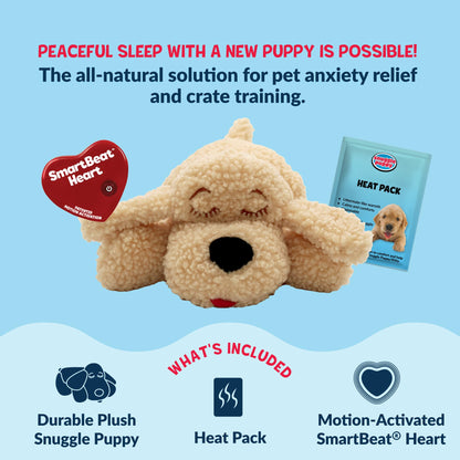 Snuggle Puppy Heartbeat Toy, Calming Comfort, Medium Breeds - Biscuit