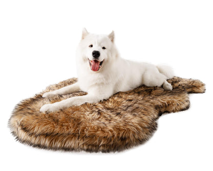 PAW BRANDS PupRug Orthopedic Memory Foam Dog Bed, White/Brown, 50x30