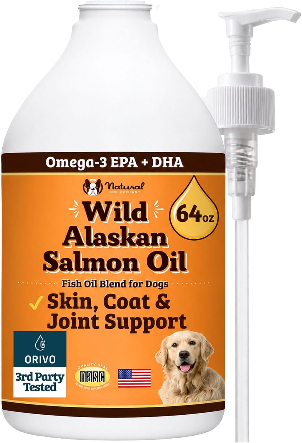 Natural Dog Company Wild Alaskan Salmon Oil for Dogs - 64 oz