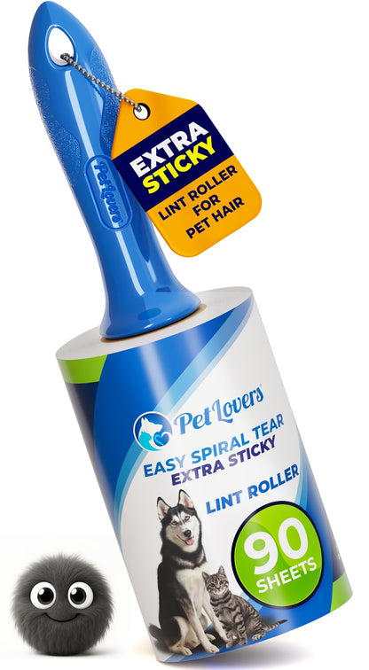 PetLovers Extra Sticky Lint Roller Mega Value Set 450 Sheets for Pet Hair Removal and Clothes, Dog and Cat Lint Remover 5 Pack