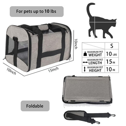 Cat Dog Carriers Soft-Sided Pet Carrier Large Cats for Medium Big Cat Small Dog Puppy up to 16lbs TSA Airline Approved Animal Collapsible Cat Carrier Carriers Travel Carrier Cat Bag (17x11x11)