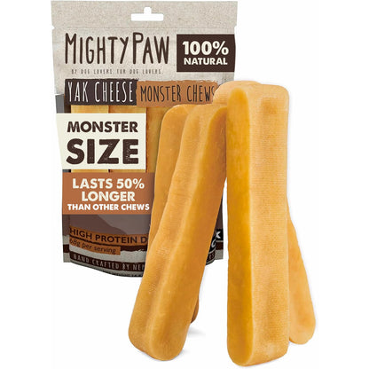 Mighty Paw Yak Chews, Long Lasting Hard Chew for Large Dogs, 4 Pack