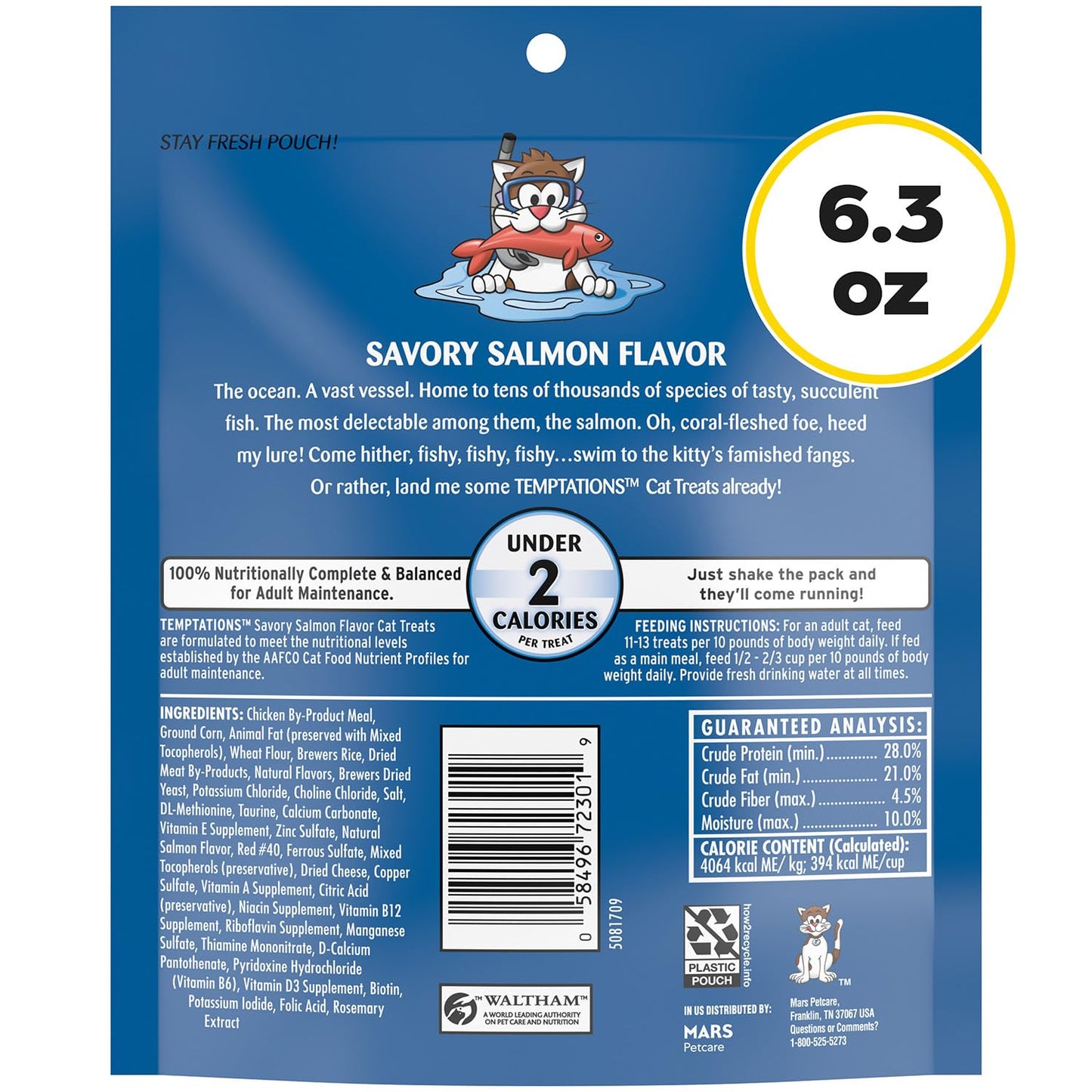 Temptations Classic Crunchy and Soft Cat Treats, Savory Salmon, 30 oz