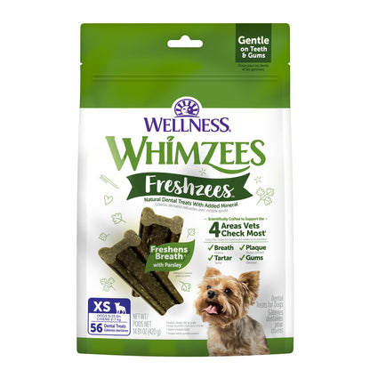 Wellness WHIMZEES Freshzees Natural Dog Dental Treat, Soft Chews, Freshens Breath, Medium Size, 14.81 oz Bag, 14 Count