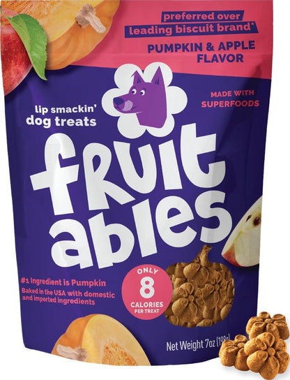 Fruitables Baked Dog Treats, Low Calorie Treats, Pumpkin & Blueberry, 12oz