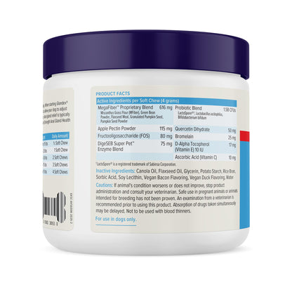 Vetnique Glandex for Dogs Anal Gland Chews 60ct Pumpkin + Digestive Enzymes