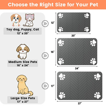 Pet Feeding Mat-Absorbent Pet Placemat for Food and Water Bowl, with Waterproof Rubber Backing, Quick Dry Water Dispenser Mat for Dog and Cat (20"x12", Blue)