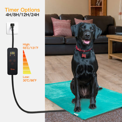 Toozey Cat Heating Pad for Cats & Dogs, Heated Bed Mat, 18 x 16 in, Grey