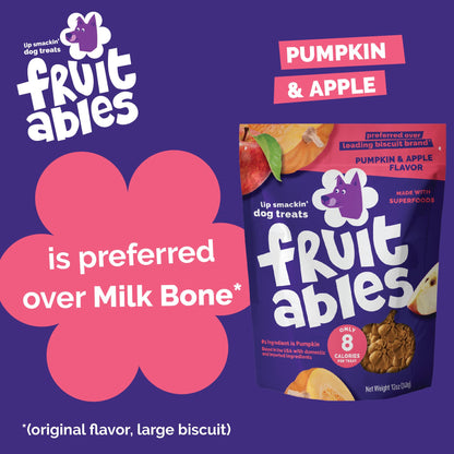 Fruitables Baked Dog Treats, Low Calorie Treats, Pumpkin & Blueberry, 12oz