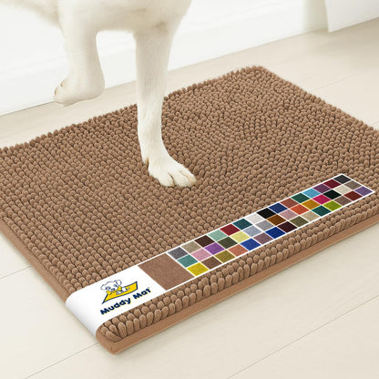 Muddy Mat® | Super Water Absorbent Door Mat Indoor, Microfiber Quick Dry Chenille Entryway Rug, Slip Resistant Front Door Mat, Indoor Mats for Entryway, Machine Washable Pet Rug, Black 2ft x 4ft