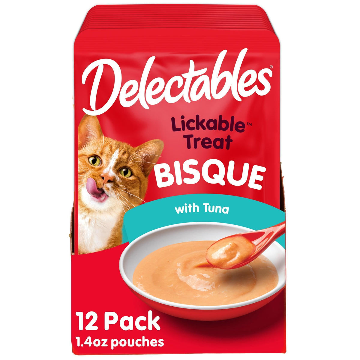 Delectables Lickable Treat Bisque Wet Cat Treat Variety Pack, Food Topper, Hydrating, Grain-Free, No Fillers, No By-Products, No Added Preservatives, 1.4oz Pouch, 30ct