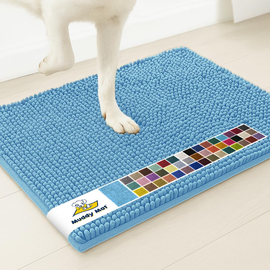 Muddy Mat® | Super Water Absorbent Door Mat Indoor, Microfiber Quick Dry Chenille Entryway Rug, Slip Resistant Front Door Mat, Indoor Mats for Entryway, Machine Washable Pet Rug, Grey 30"x19"