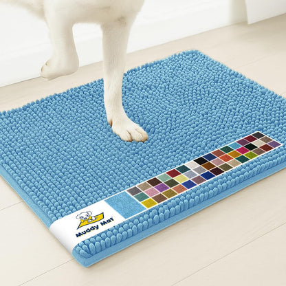 Muddy Mat® | Super Water Absorbent Door Mat Indoor, Microfiber Quick Dry Chenille Entryway Rug, Slip Resistant Front Door Mat, Indoor Mats for Entryway, Machine Washable Pet Rug, Grey 30"x19"