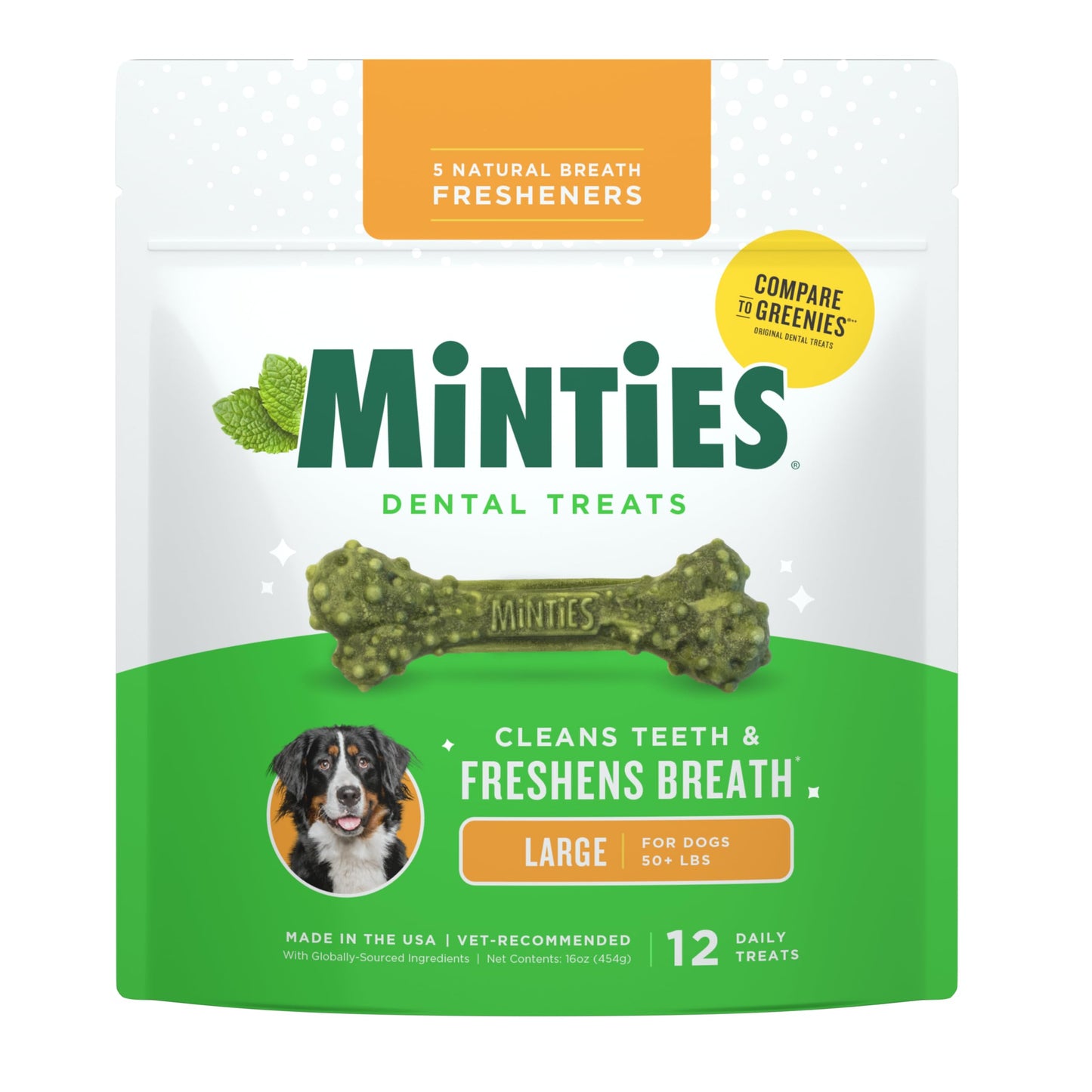 Minties Dog Dental Bone Treats, Tiny/Small 5-25 lbs, 40 Ct