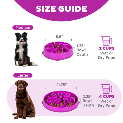 Outward Hound Fun Feeder Slo Bowl Dog Slow Feeder, Wave, Pink, 5.8"