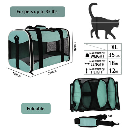 Cat Dog Carriers Soft-Sided Pet Carrier Large Cats for Medium Big Cat Small Dog Puppy up to 16lbs TSA Airline Approved Animal Collapsible Cat Carrier Carriers Travel Carrier Cat Bag (17x11x11)
