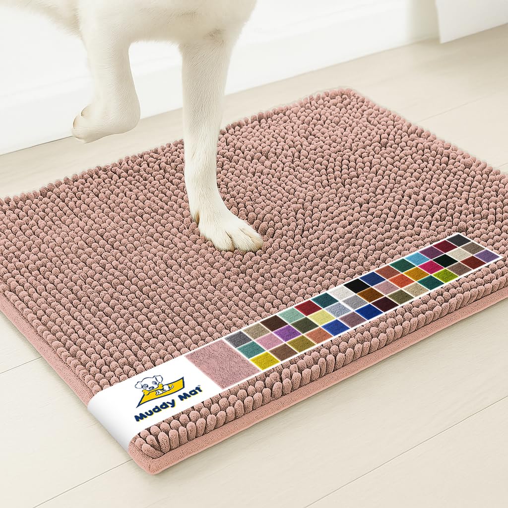 Muddy Mat® | Super Water Absorbent Door Mat Indoor, Microfiber Quick Dry Chenille Entryway Rug, Slip Resistant Front Door Mat, Indoor Mats for Entryway, Machine Washable Pet Rug, Grey 30"x19"