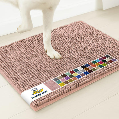 Muddy Mat® | Super Water Absorbent Door Mat Indoor, Microfiber Quick Dry Chenille Entryway Rug, Slip Resistant Front Door Mat, Indoor Mats for Entryway, Machine Washable Pet Rug, Grey 30"x19"