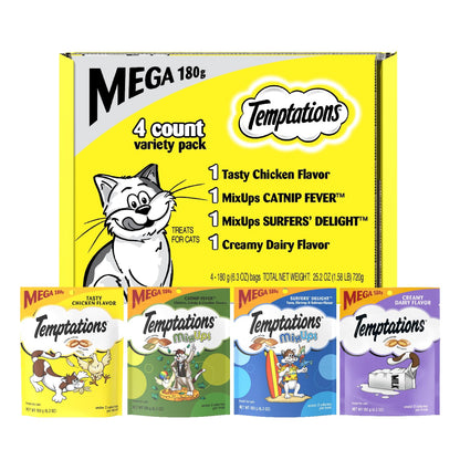 Temptations Classic Crunchy Cat Treats, Feline Favorites, 3 oz, 4 Pack