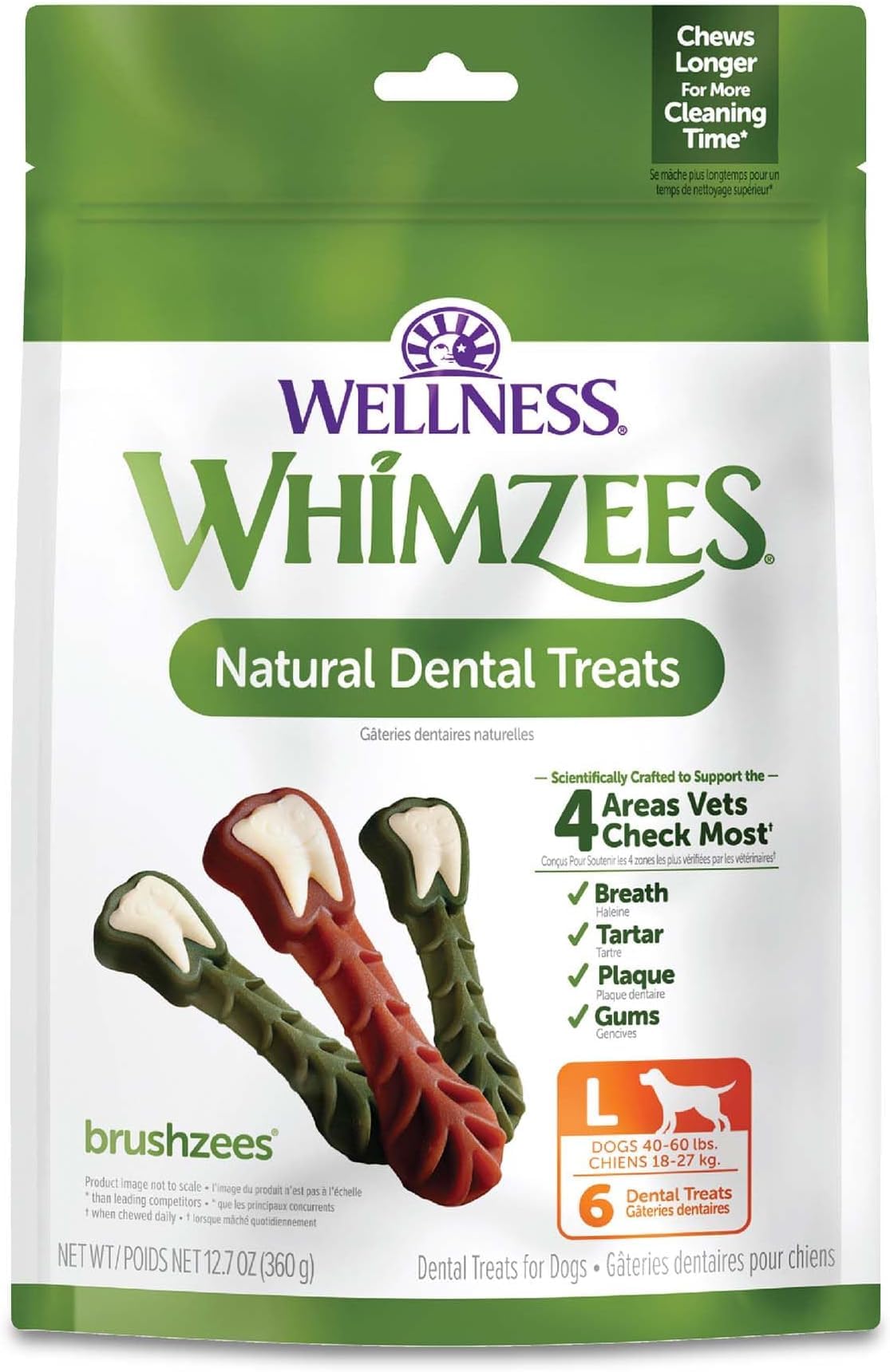 Wellness WHIMZEES Freshzees Natural Dog Dental Treat, Soft Chews, Freshens Breath, Extra-Small Size, 14.81 oz Bag, 56 Count