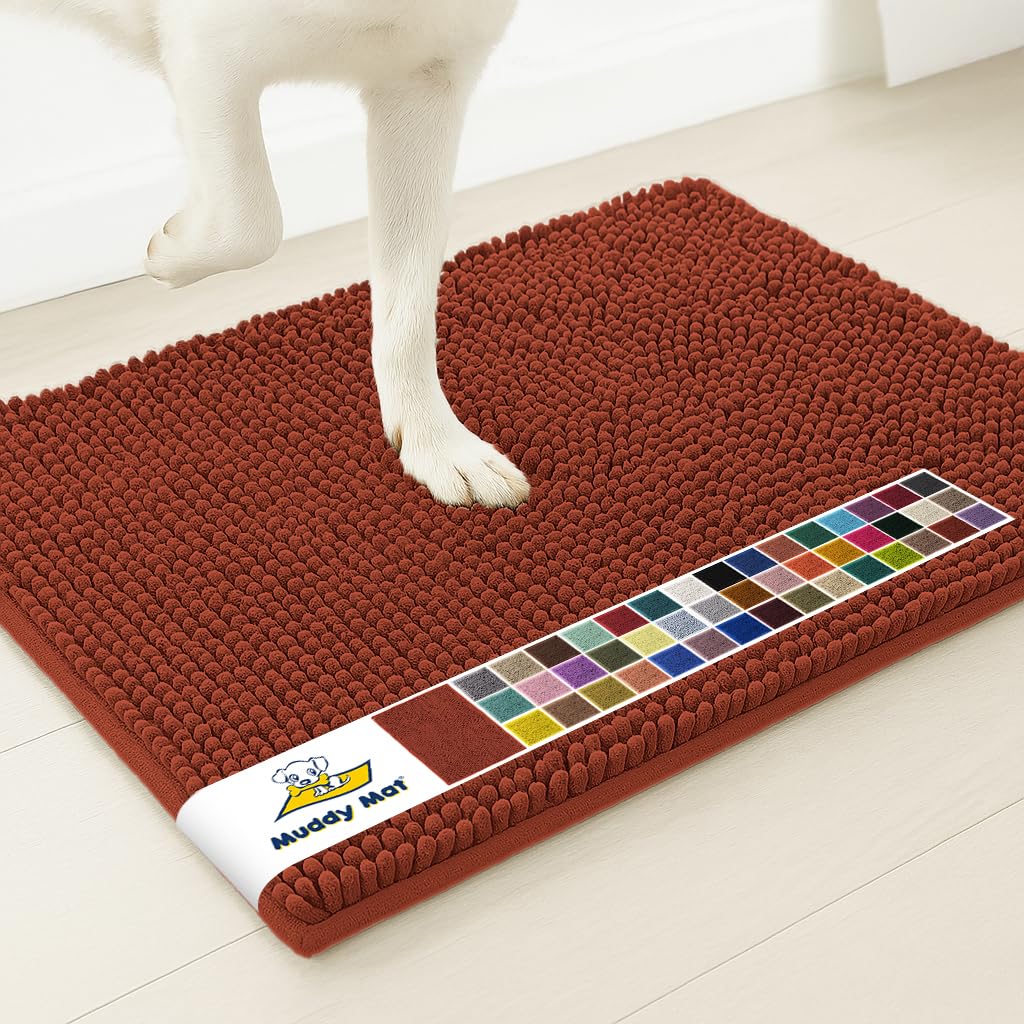 Muddy Mat® | Super Water Absorbent Door Mat Indoor, Microfiber Quick Dry Chenille Entryway Rug, Slip Resistant Front Door Mat, Indoor Mats for Entryway, Machine Washable Pet Rug, Beige 24"x36"