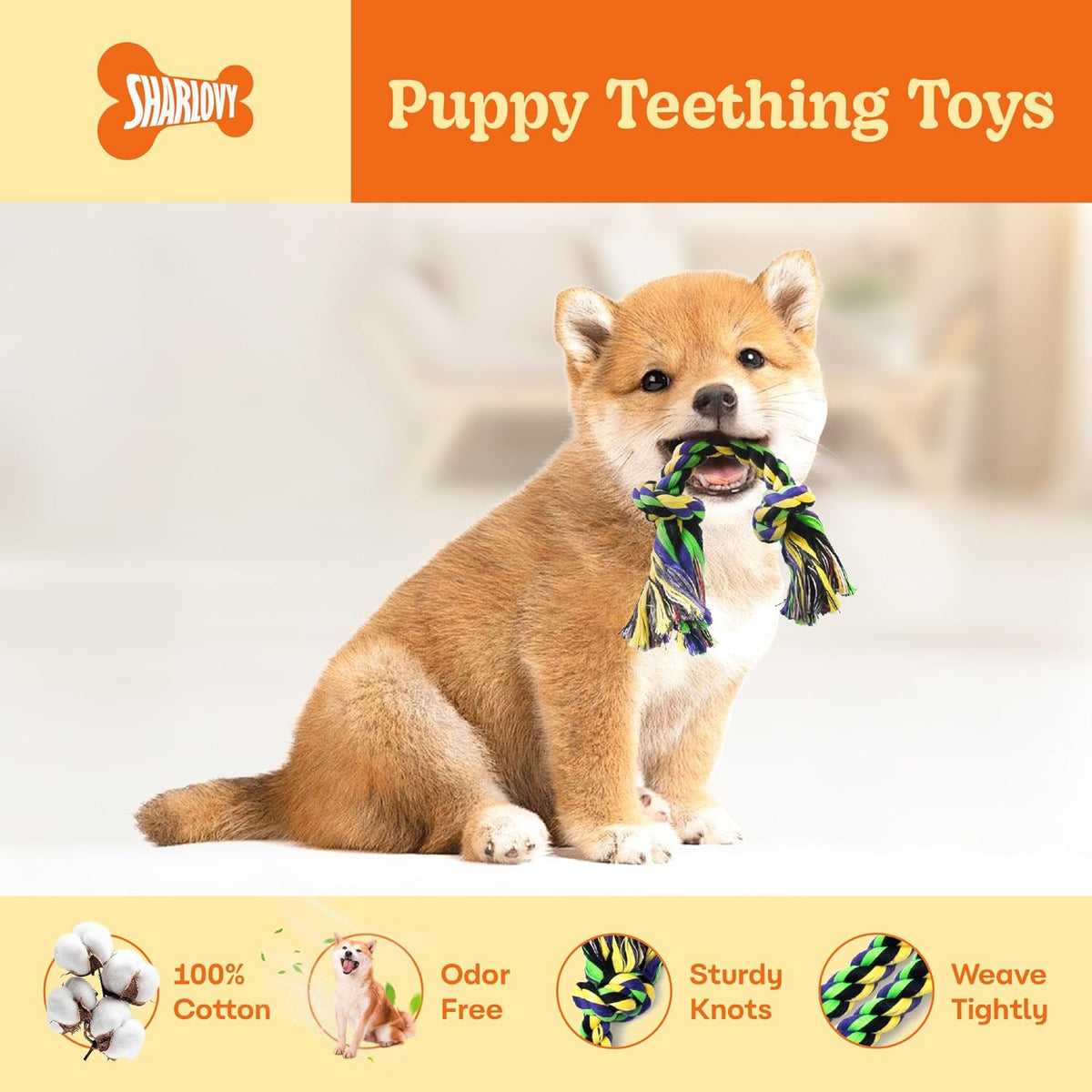 SHARLOVY Large Tough Chew Toys for Aggressive Chewers, 9 Pack Dog Rope Toys
